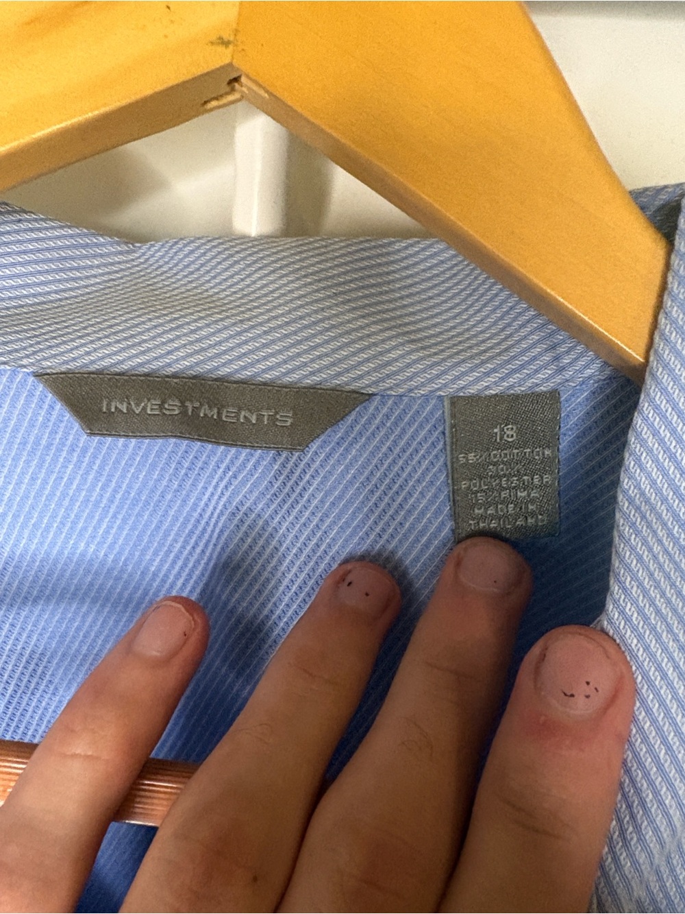 Investments Light Blue Striped Dress Shirt - Picture 3 of 7